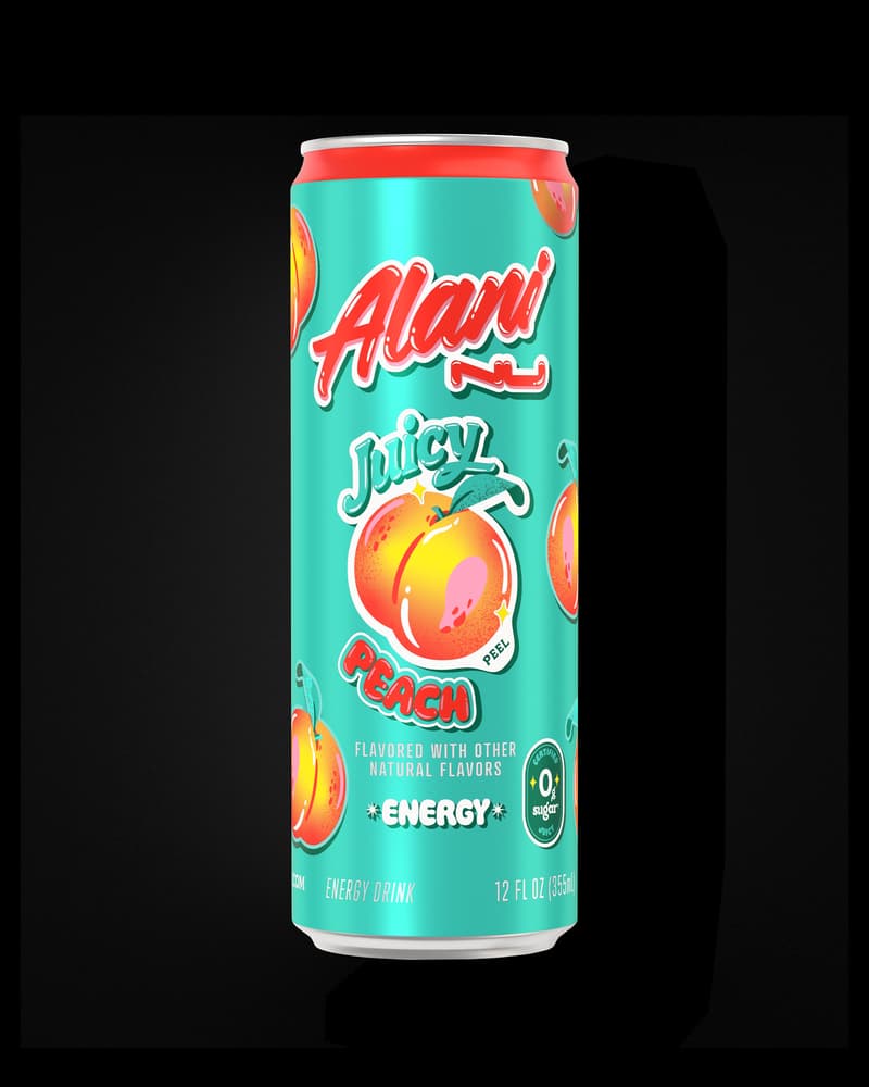 Alani Nu Juicy Peach Energy Drink product packaging