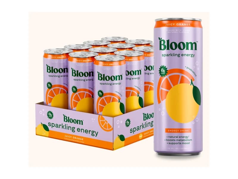 Bloom Sparkling Energy Drink product packaging