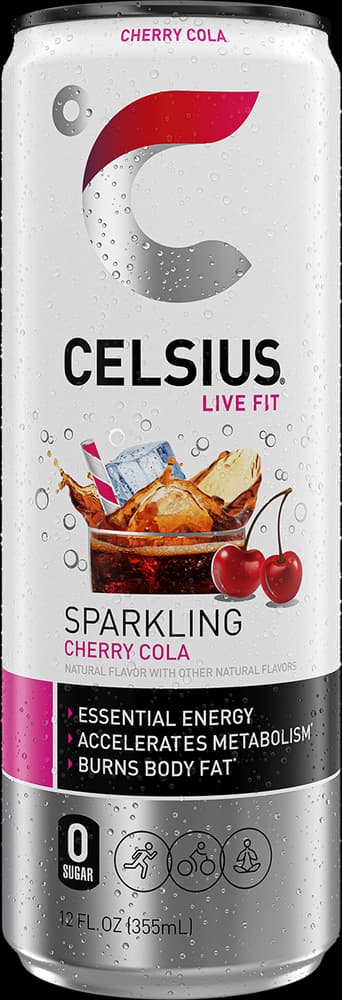 CELSIUS Sparkling Cherry Cola Energy Drink product packaging